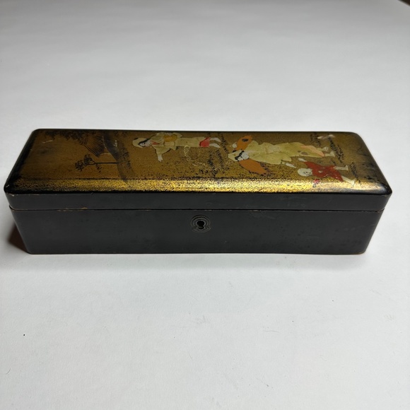 Antique Japanese Lacquer Gold Taka-maki-e Wood Letter Document Box Tokugawa Edo - Picture 6 of 10